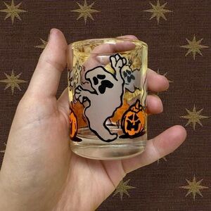 Halloween Ghost & Jack-O'-Lantern Shot Glass - Orange and White